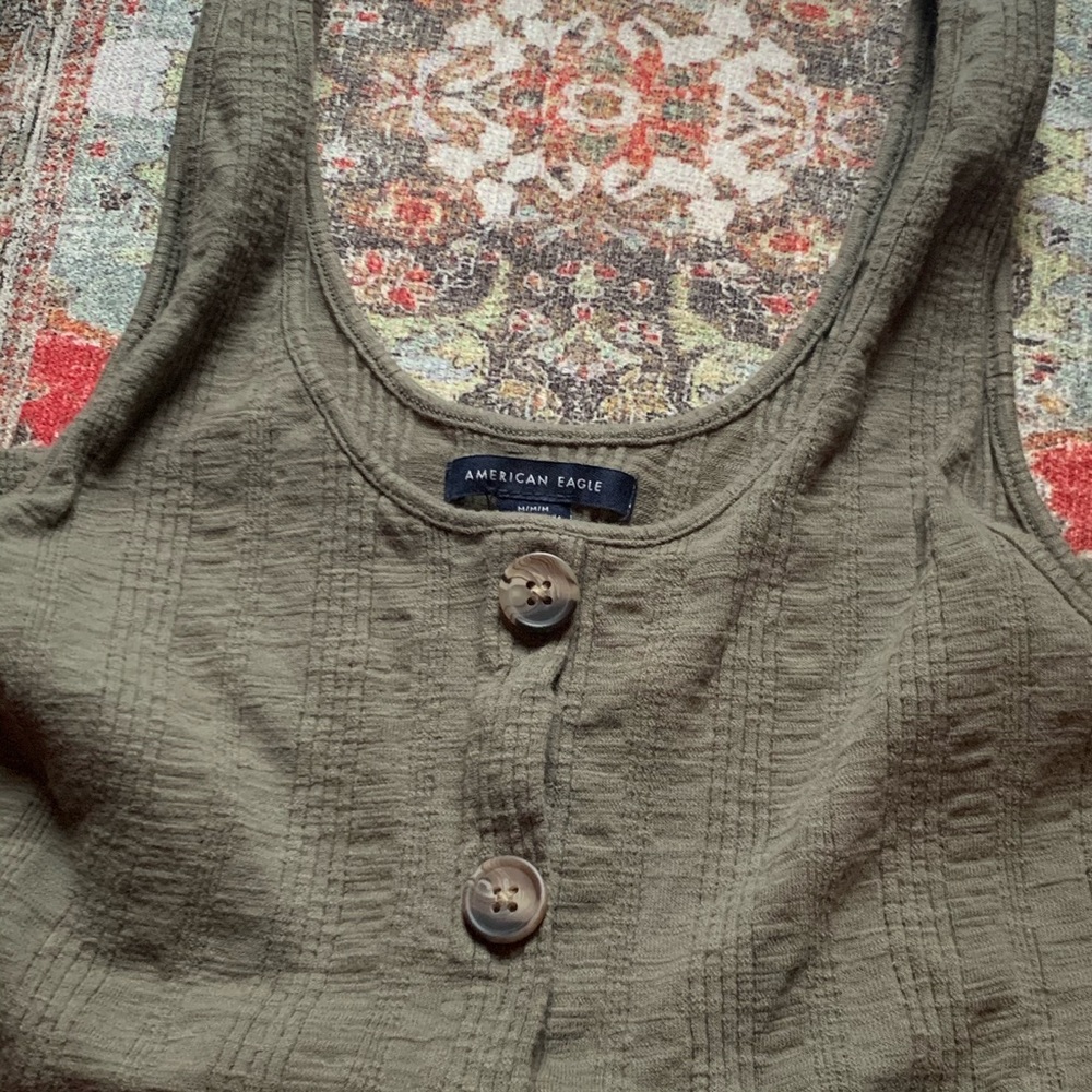 American Eagle Green Ribbed Tank Top